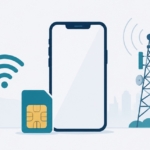 スマートフォンとSIMカード、Wi-Fiの電波と通信アンテナ