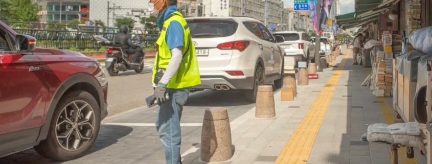 ソウルの駐車場で働く高齢者（撮影＝筆者）