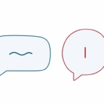 四つの吹き出しで感嘆詞のトーンの違いを表したイラスト
